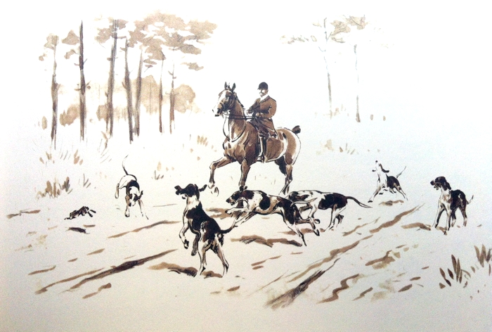 Le Rallye Sore - Illustration tirée de l'ouvrage La Vénerie française contemporaine (1914) - Le Goupy (Paris)